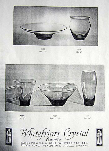 Whitefriars 1949 British Glass Catalogue, Page 12