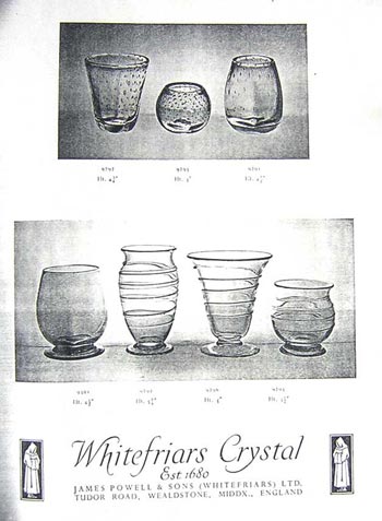 Whitefriars 1949 British Glass Catalogue, Page 14