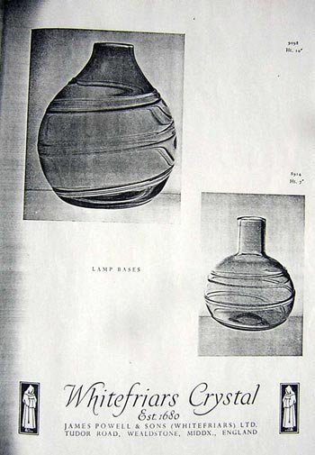 Whitefriars 1949 British Glass Catalogue, Page 15