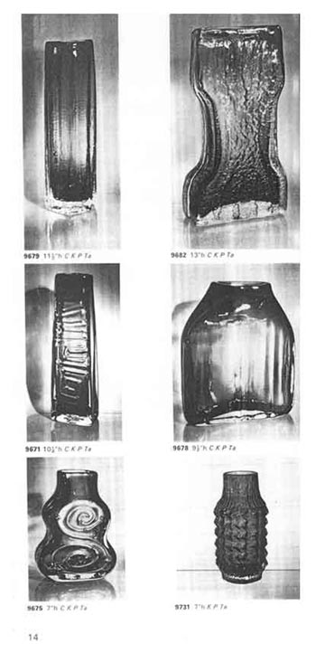 Whitefriars 1969 British Glass Catalogue, Page 14