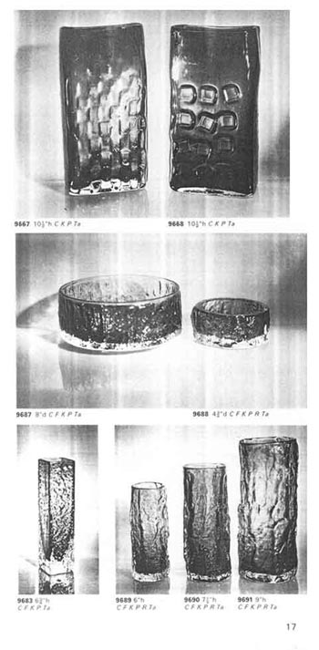 Whitefriars 1969 British Glass Catalogue, Page 17