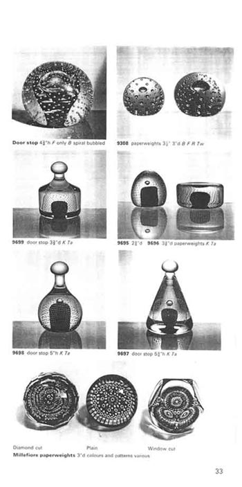 Whitefriars 1969 British Glass Catalogue, Page 33