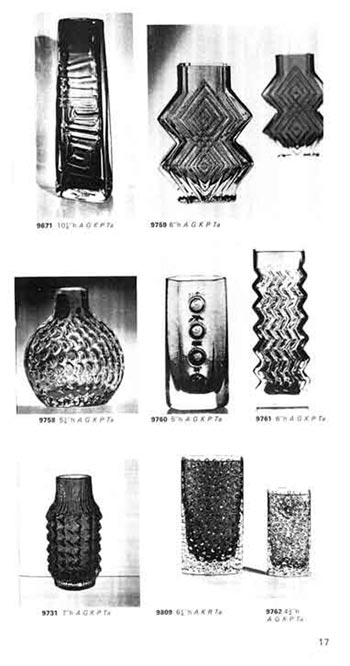 Whitefriars 1972 British Glass Catalogue, Page 17