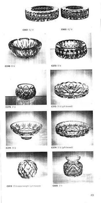 Whitefriars 1972 British Glass Catalogue, Page 49