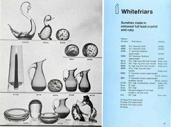 Whitefriars 1978 British Glass Catalogue, Page 31