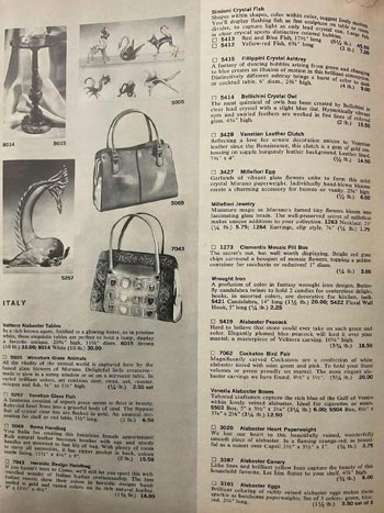 World Handicrafts 1969 Murano Glass Import Catalogue, Page 3