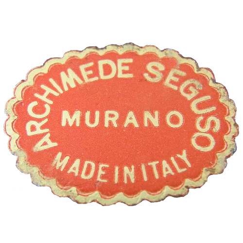 Archimede Seguso Murano red & gold foil label
