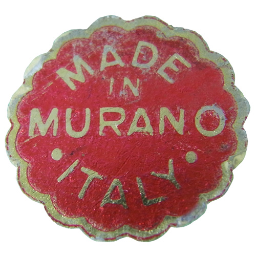 Archimede Seguso Murano glass foil label.