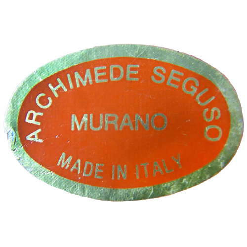 Archimede Seguso Murano glass foil label