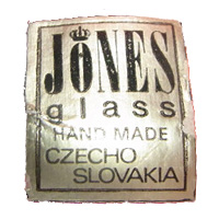 Jones (Importer?) Czech glass foil label, found on Prachen vase.