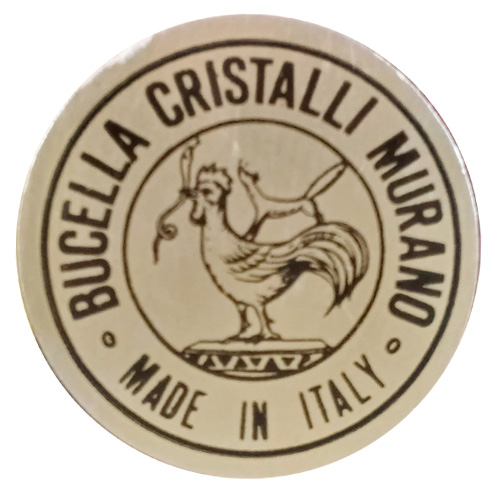 Bucella Cristalli Murano glass foil label.