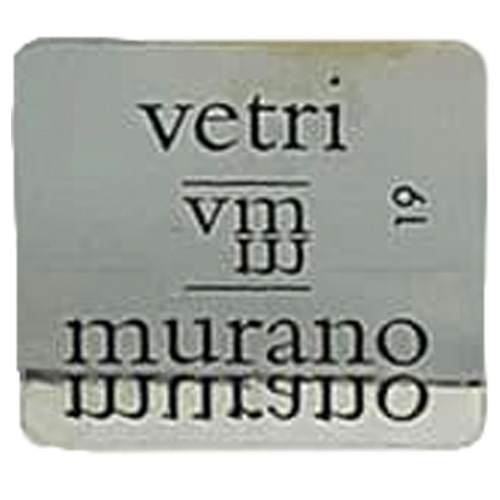Vetri Murano VM 19, clear plastic label.