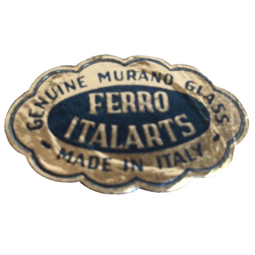 Ferro Italarts Murano glass foil label.