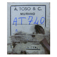Murano glass paper label for Alberto Toso.