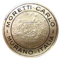 Carlo Moretti Murano glass foil label.