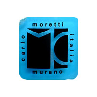 Carlo Moretti Murano glass clear plastic label.