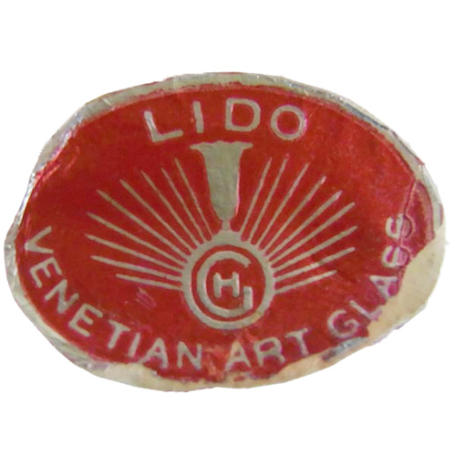Red foil <b>Hans Geismar</b> 'HG Swedish Art Glass' import label