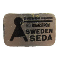 Aseda Bo borgstrom Swedish glass foil label.