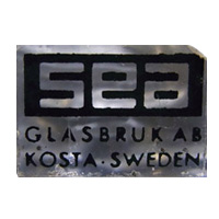 Sea Glasbruk Swedish glass clear plastic label.
