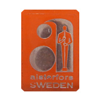 Alsterfors Swedish glass clear plastic label.