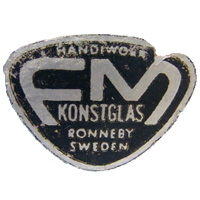 FM Konstglas, Ronneby, Sweden Swedish glass foil label.