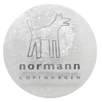 Normann Copenhagen Danish glass clear plastic label.