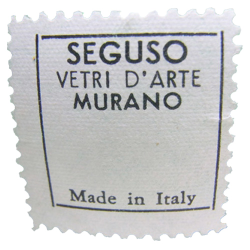 Seguso Vetri d'Arte Murano glass paper label.
