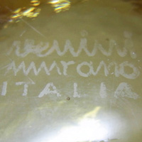 Venini Murano Italia acid stamped signature.