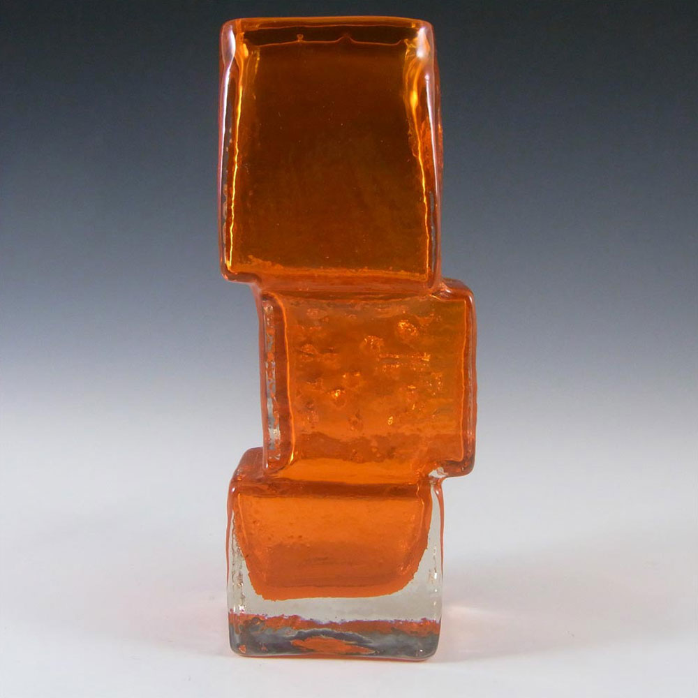 Whitefriars #9673 Baxter Tangerine Glass Drunken Bricklayer Vase