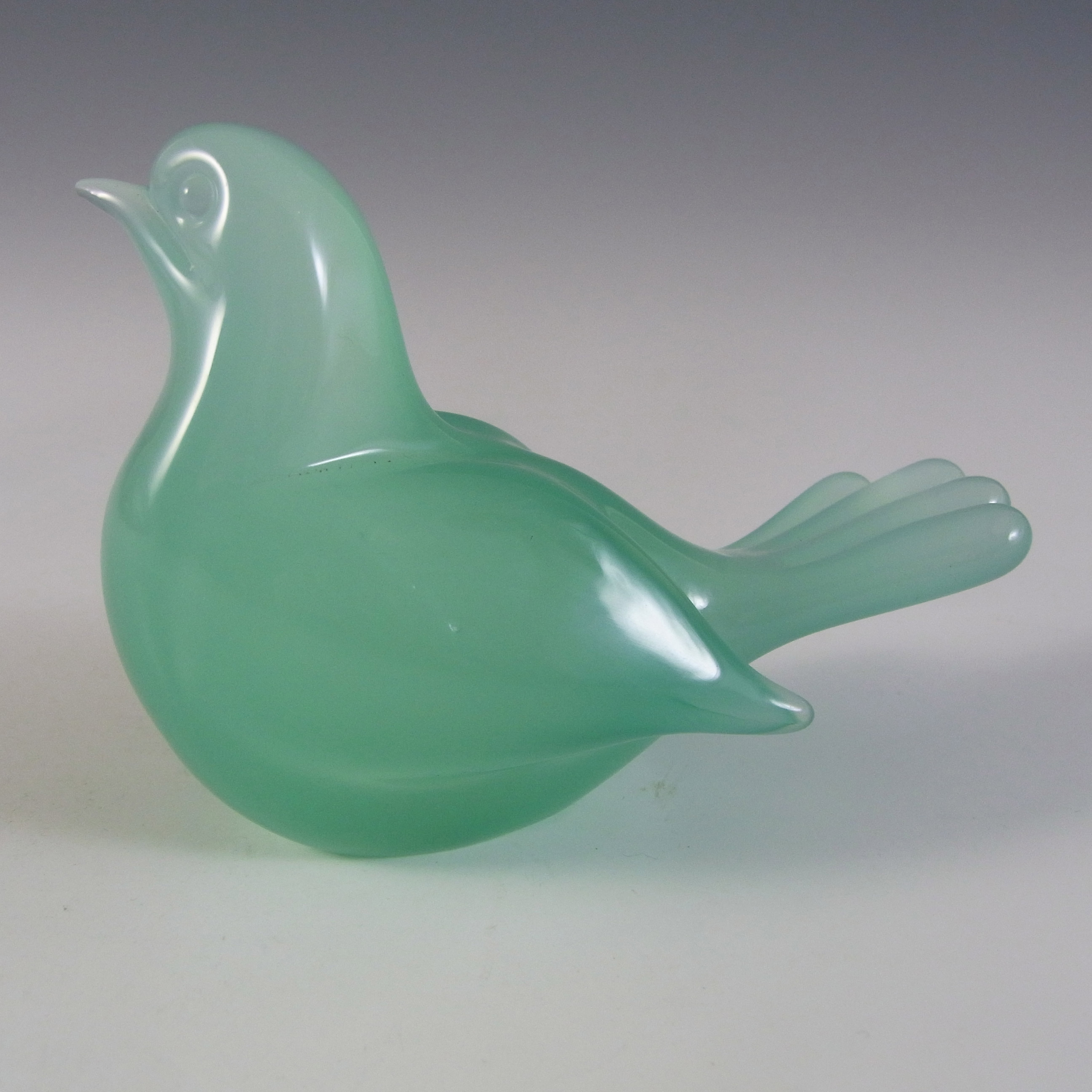Archimede Seguso Alabastro Green Glass Bird Figurine - Labelled