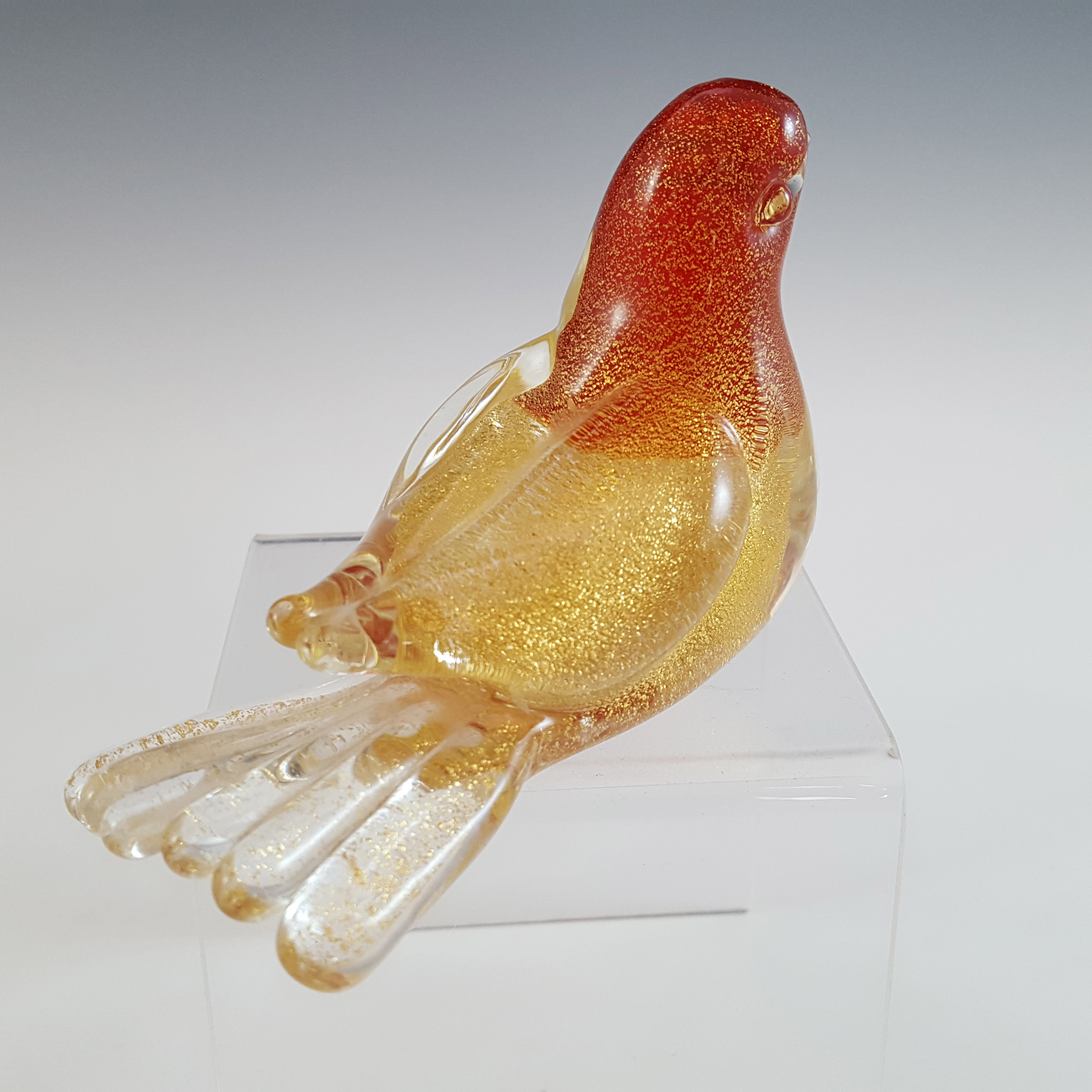 Seguso Vetri d'Arte Murano Polveri Gold Leaf Glass Dove Bird