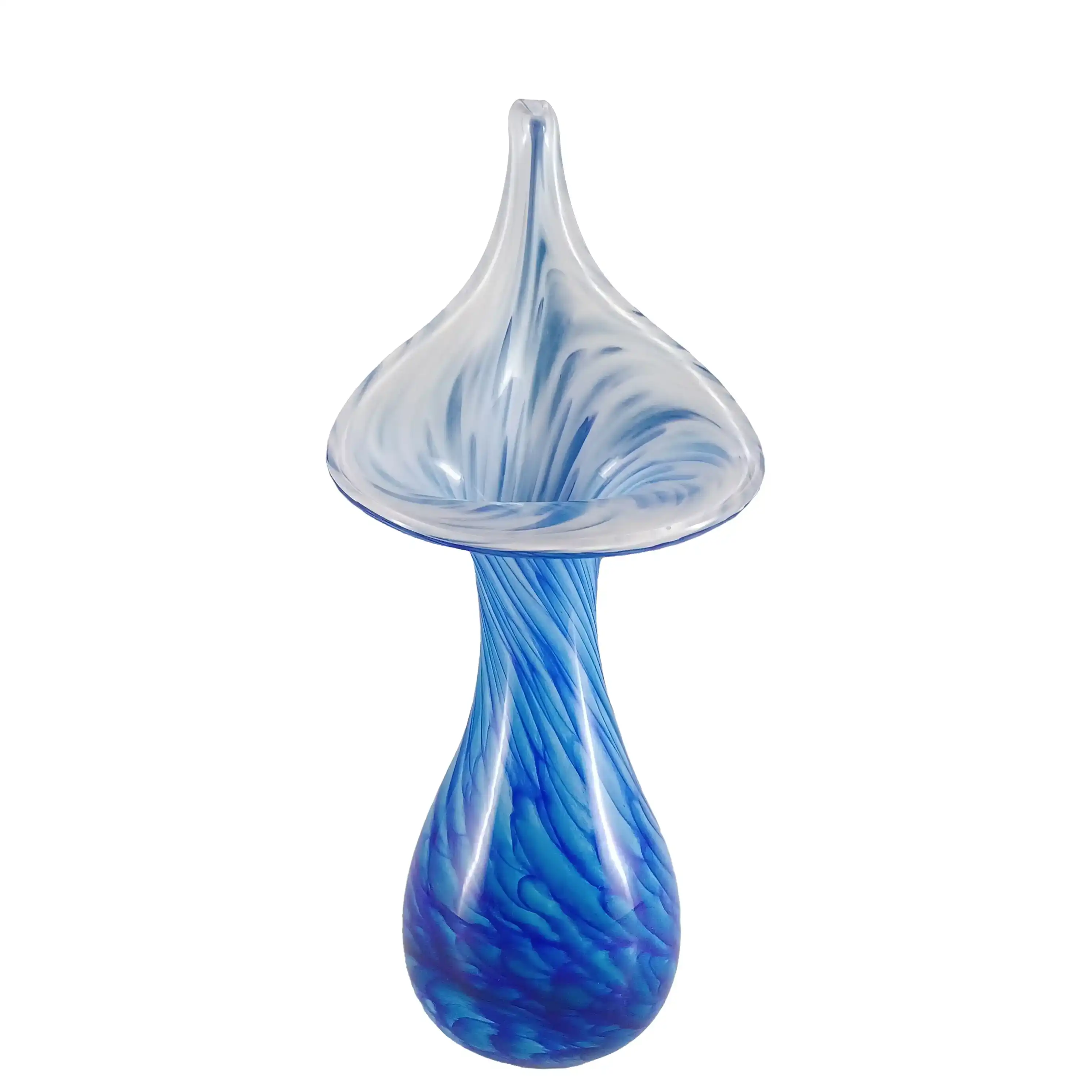 Alum Bay Isle of Wight Blue & White Glass Jack-in-the-Pulpit Vase