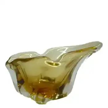 (image for) Harrachov Czech 1950s Amber Glass Sculpture Bowl #5/3576