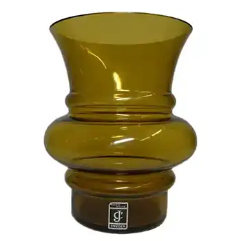 (image for) JC 1970's Scandinavian Amber Glass Hooped Vase
