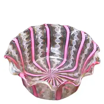 (image for) Salviati Latticino/Zanfirico & Aventurine Glass Bowl