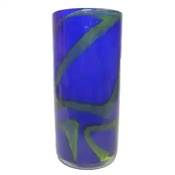 (image for) Maltese Mtarfa Blue/Green Trailed Glass Vase - Signed