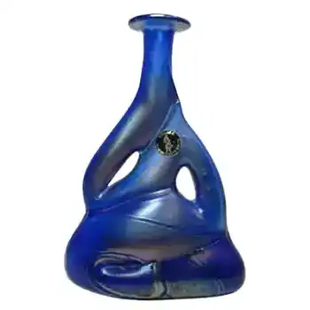 (image for) Maltese Mtarfa Organic Iridescent Blue Art Glass Vase