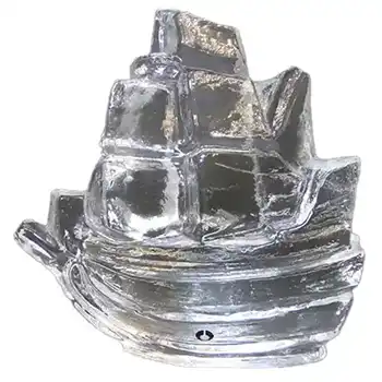 (image for) Pukeberg Glass Sailing Ship Paperweight - Labelled