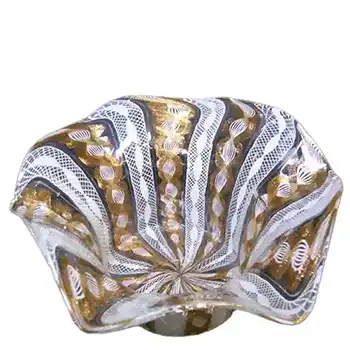 (image for) Salviati Latticino/Zanfirico & Aventurine Glass Bowl