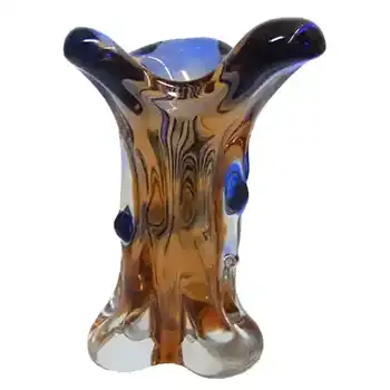 (image for) Mstisov/Moser Czech Pink & Blue Glass Organic Vase