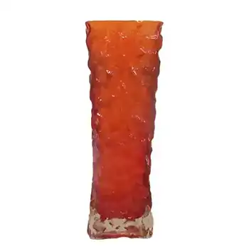 (image for) Ingridglas/Oberglas? 1970s Red Glass Bark Textured Vase