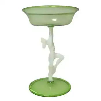 (image for) Vintage Green & White Nude Lady Liqueur Glass
