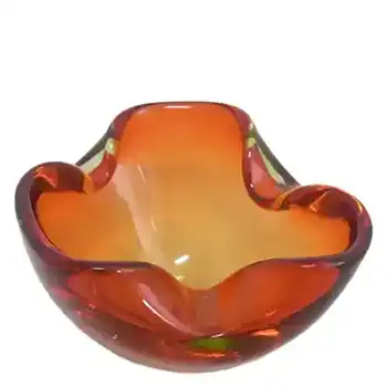 (image for) Murano/Sommerso Biomorphic Uranium Red Glass Bowl