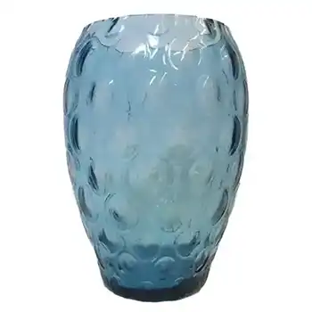 (image for) Borske Sklo 1950's Blue Glass Optical 'Olives' Vase