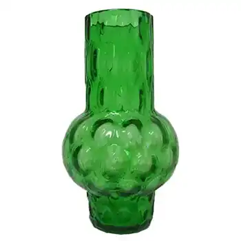 (image for) Borske Sklo 1950's Green Glass Optical 'Olives' Vase