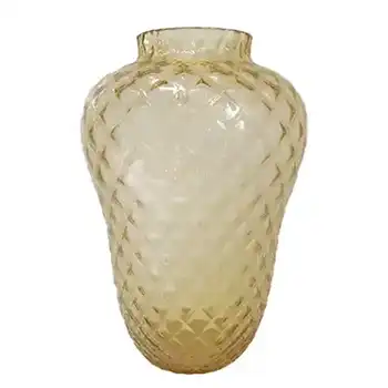 (image for) Borske Sklo 1950's Amber Bohemian Glass Optical Vase
