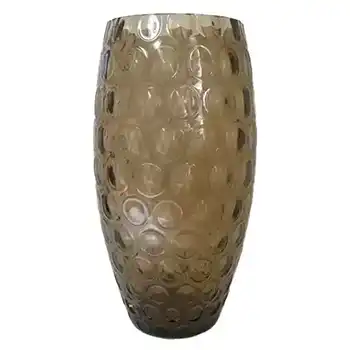(image for) Large Borske Sklo Smoky Glass Optical 'Olives' Vase