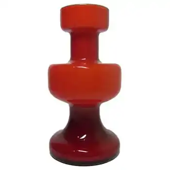 (image for) Empoli 1970's Italian Red Cased Glass Hooped Vase