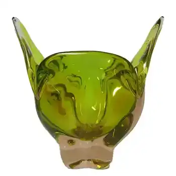 (image for) Chřibská #296/4/19 Czech Green & Pink Glass Vase