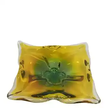 (image for) Chřibská #297/5/18 Czech Orange & Green Glass Ashtray Bowl